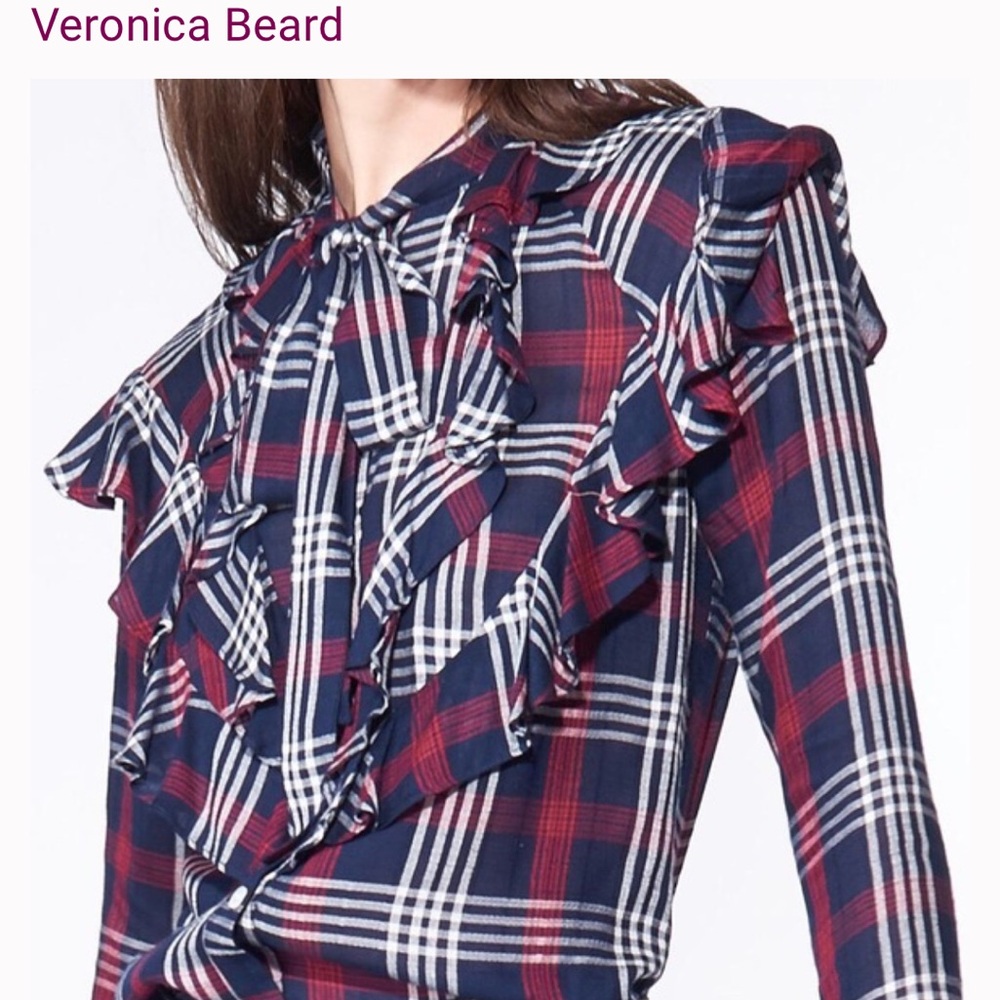 Veronica Beard Finley Ruffle Tie Top - Picture 2 of 9